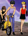 Gareth, Link (Yavin IV Knight) and Tejina (Chibi Omwat) - edited by Kirana (Omwat) from a Gundam Wing picture, copyright Yoshiyuki Tomino  (74337 bytes)