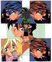 ChibiLuke, Kalil, Gareth, Arekaderu, and Kagerou - edited by Sutaru (Corellia) from a Gundam Wing pic, copyright Yoshiyuki Tomino  (167416 bytes)