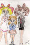 Chaka (middle - Chibi Dathomir) and her odangoed buddies, Kairiku (Chibi Naboo) and Sutaru (Corellia)  (173402 bytes)